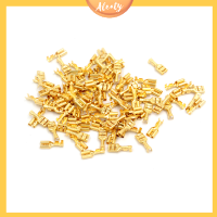 Aleaty? 100 pcs 4.8mm GOLD brass ลำโพงรถยนต์หญิง Spade Terminal Wire CONNECTOR