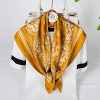 Fashion Kerchief Neck Scarves Women Silk Satin Hair Scarf Lady Small Shawl Paisley Printed Bandana Head Bag Scarfs 70x70Cm