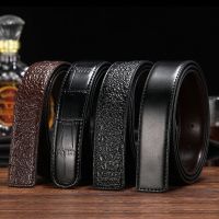 3.5cm 3.8cm Crocodile Luxury Mens Belt Two-layer Cowhide No Belt Buckle Suitable for Smooth Pin Buckle Genuine Leather Belt Belts