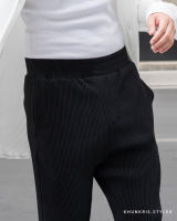 Khunkris.Styler - Pleated Pants BLACK กางเกงพลีท คาร์โก้ สลิม สีดำ ผู้ชาย