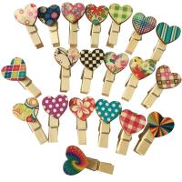 50 Pieces Wood Pegs Crafts Clips Scrapbooking Clothespin Pattern Random Clips Pins Tacks