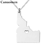 10pcs/lot Florida Map Pendant Necklace Idaho Georgia Hawaii US States Maps Charm Stainless Steel Necklaces Love Hometown Jewelry