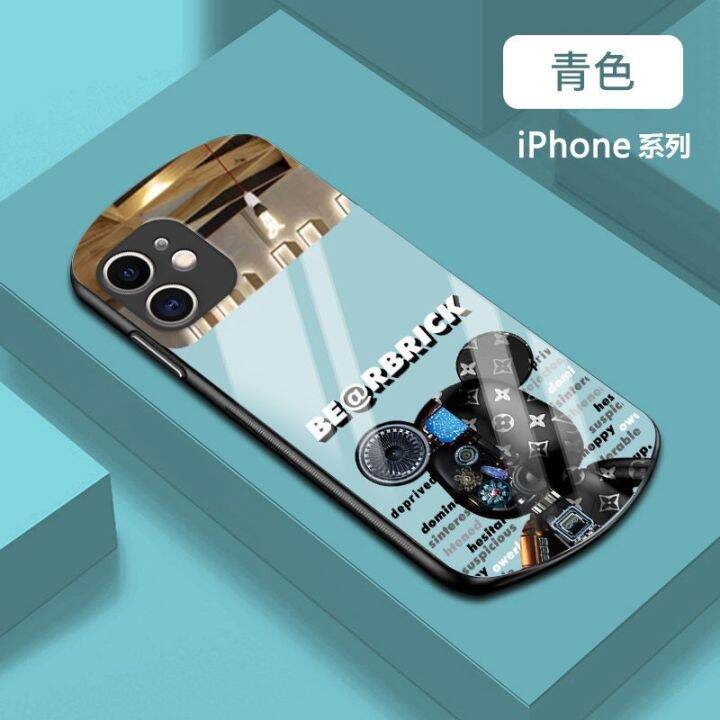 เคสไอโฟน-โทรศัพท์มือถือกระจก-ลายหมีโหด-สําหรับ-iphone-13-11-12promax-xr-7-8-xs