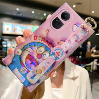 เคสโทรศัพท์2023สำหรับ OPPO Reno 10 5G พร้อมสายรัดข้อมือ3D ลายการ์ตูนโดราเอมอนน่ารักปลอกอ่อน OPPO Reno 10 / 10 Pro / 10 Pro + แฟชั่นพลอยเทียมบลูเรย์ปลอกซิลิโคน Oppo Reno 10Pro Plus 5G