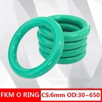 FKM Fluorine Rubber O-ring Seal CS 6mm OD30mm-650mm Fluoro-oxygen O-ring Seal Gasket Ring Corrosion-resistant Seal Heat Wearable