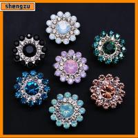 SHENGZU 10PCS 14mm ตัดเย็บเสื้อผ้า รูปดอกไม้ เครื่องประดับหมวก พลอยเทียม หินแก้วคริสตัล ปุ่ม ตกแต่งเสื้อผ้า