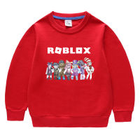 Ro Bloxs 2-9ปีฤดูใบไม้ผลิและฤดูใบไม้ร่วงเสื้อยืดคลุมด้วยผ้าสำหรับหนุ่มๆสาวๆเสื้อผ้าเด็กผ้าฝ้าย100% ด้านบนคอกลมเด็กแขนยาวกีฬา