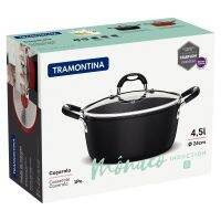 TRAMONTINA หม้ออลูมิเนียมเคลือบสารกันติด รุ่น Monaco Aluminum Casserole with Internal Non-stick Coating พร้อมฝา 24 Cm.