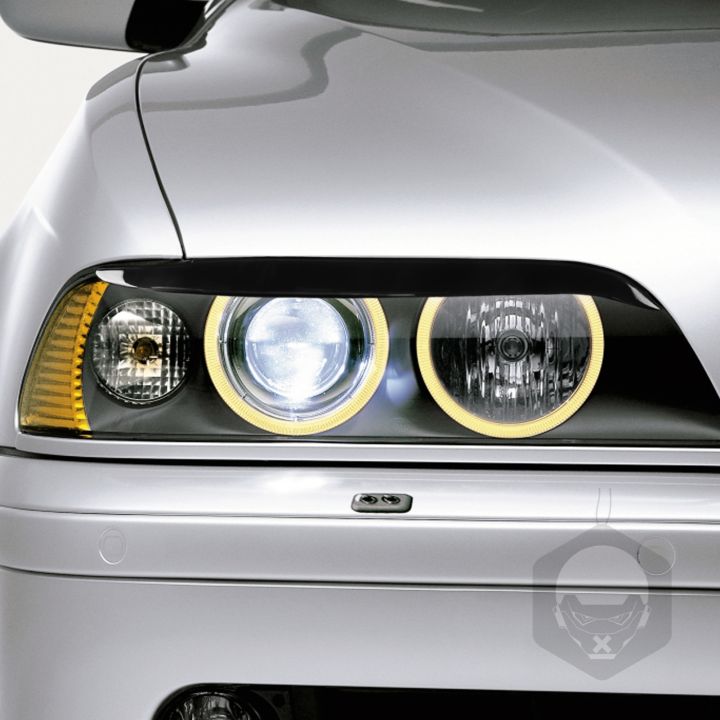 สำหรับ-bmw-5-series-e39-1995-2003แผ่นปิดตาคิ้วไฟหน้าหน้าสำหรับรถยนต์อุปกรณ์ตกแต่งภายนอกสติกเกอร์สีดำเปียโน