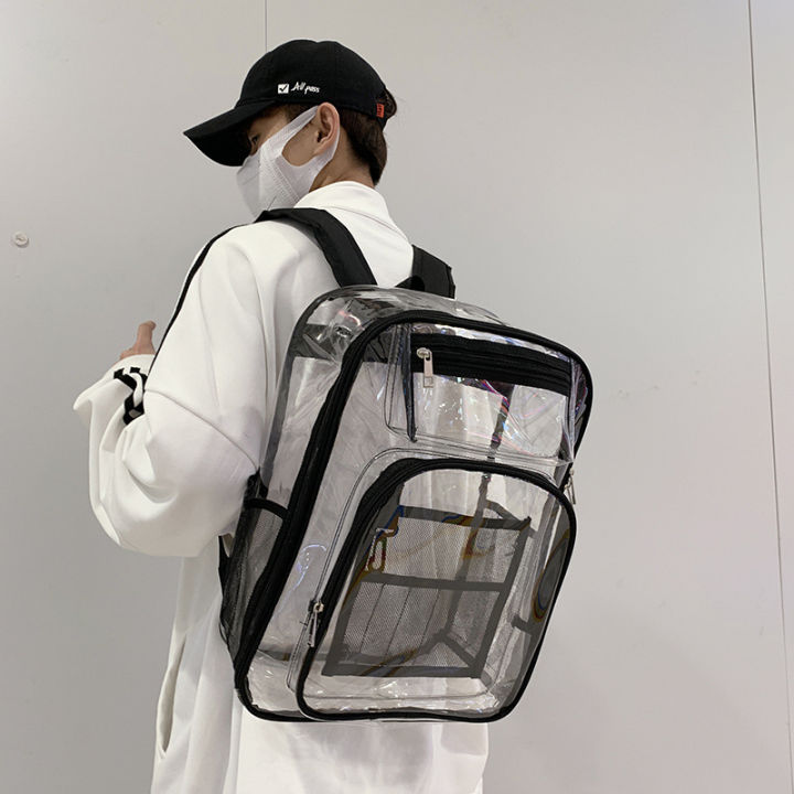 กระเป๋าเป้สะพายหลังกระเป๋านักเรียนความจุสูงทำจากพีวีซีกระเป๋าเป้สะพายหลังพีวีซีแบบข้ามพรมแดนจาก-amazon
