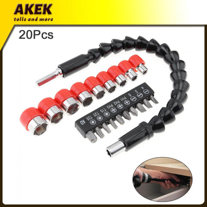 【ready stock】 20pcs/set Flexible Shaft Batch Head and Electric Drill