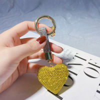 Handmade Full Rhinestone Peach Heart Keychain Japan and South Korea Rope Love Female Bag Car Pendant Charm Keychain Holder