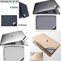 ฟิล์มสติกเกอร์ร่างกายสำหรับ2022 MacBook Air 15 M2ชิป A2681ด้านบน + ฝาครอบป้องกันผิวด้านล่าง