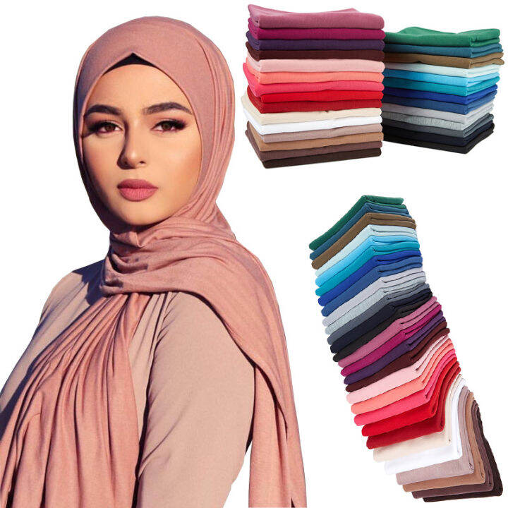 Jifang Plain Soft Modal Cotton Single Jersey Muslim Hijabs Shawl Tudung  Large Long Pashmina Head Scarf Arab Hijab WJ439 | Lazada Singapore