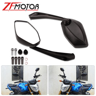 Motocross ด้านหลังดูกระจกสีดำ Moto ด้านข้างสำหรับ Honda Kawasaki Z750 Z1000 ZRX1100 ZRX1200กระจกมองหลังรถจักรยานยนต์