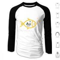 ปลาทอง Hoodies แขนยาว Au เคมีเคมี Chemist วิศวกรตกปลา Geek อารมณ์ขัน Geeks Gold Gold