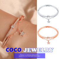 COCOJEWELRY สร้อยข้อมือแฟชั่นสำหรับผู้หญิง,กำไลข้อมือโลหะรูปดาวสีโรสโกลด์เครื่องประดับ