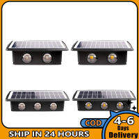 บันได IP65 Lampu Solar Dinding กันน้ำเปิด/ปิดอัตโนมัติสำหรับสวนแสง RGB ไฟสนามพลังแสงอาทิตย์สีขาวอบอุ่นสีขาว