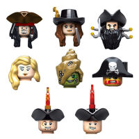 8pcsLot Caribbean Pirates Action Figures Building Blocks Movie Character Captain Mermaid Bricks Set Kids Enlightenment Toys