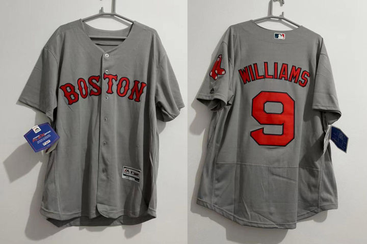 MLB Youth Majestic Grey Boston Red Sox #9 Ted Williams Black Mamba