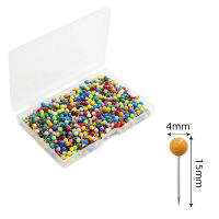 1000 Pieces/Box Color Map Pin Plastic Round Head Bead Needle 15Mm Corkboard Message Board Marking Needle Thumbtack