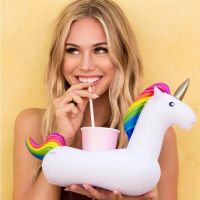 Rooxin Unicorn Inflatable Cup Holder for Pool Float Drink Holder Boat Beer Holder Swimming Ring Bar Tray Bathing Toys