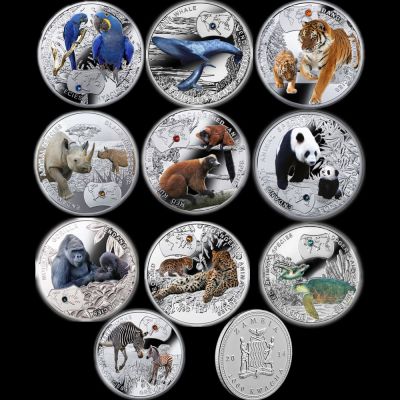 Very Beautiful Endangered Animal Species 1Oz Silver Coin With Diamond Commemorative Silver Plated Coins New Year Christmas Gifts