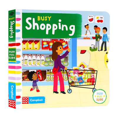 Busy supermarket busy supermarket English original picture book busy supermarket book series activity theme Book Childrens operation mechanism Book Childrens English game learning paperboard Book English version