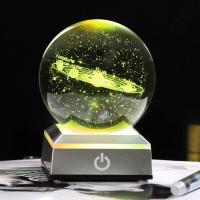 New 80mm K9 Crystal Solar System Planet Globe 3D Engraved Sun System Ball With Touch Switch LED Light Base Home Decor Gift