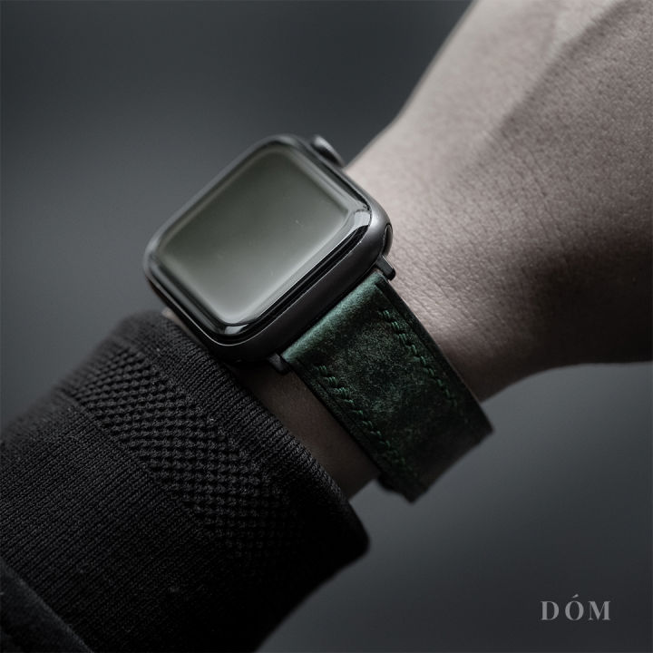 สายนาฬิกา-apple-watch-dom-type-01-hunter-green-สายนาฬิกาหนังแท้-italian-fine-grain-สายแอปเปิ้ลวอชหนังแท้