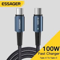 USB Essager C To Type C สายเคเบิล PD100W 60W สายชาร์จเร็วสำหรับ Xiaomi 12เรดหมี่หัวเว่ย Mobile Gsm Ipad Macbook สายชาร์จ