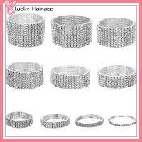 LUCKY HAIRACC 1-10 Rows เงา เจ้าสาว เครื่องประดับ ผู้หญิง สร้อยข้อมือยืด คริสตัล ไรน์สโตน กำไลยางยืด สายรัดข้อมือ