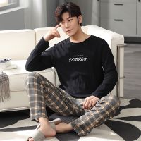 Big Yards L-4XL full cotton pyjamas men pijamas para hombre long-sleeve casual sleepwear men homewear gray pajamas set for male