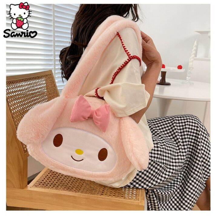 kawaii-sanrio-plush-bag-kuromi-backpack-cinnamoroll-shoulder-bag-tote-makeup-cartoon-my-melody-plushie-large-handbag-gift-girls