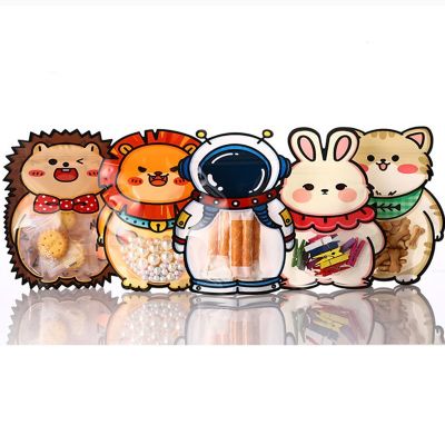 5PCS Astronauts Jungle Animal Candy Cookies Snacks Bag Self-sealing Gift Bags Storage Bag For Birthday Party Decoration Supplies Gift Wrapping  Bags