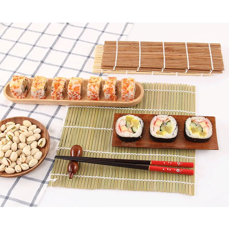 1Pcs Sushi Curtain Scroll Mat DIY Nori Rice Rollers Bamboo Sushi Making  Tools Kitchen Gadgets Cooking Accessories Sushi Spoon