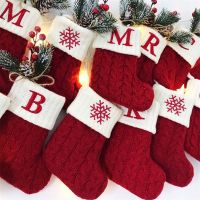 Merry Christmas Socks Red Snowflake Alphabet Letters Christmas Stocking Christmas Tree Ornaments Decorations for Home Xmas Gift