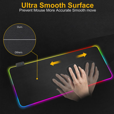 LED Light Gaming Mouse Pad RGB Mousepad Non-Slip Rubber Colorful Surface Mat Keyboard Mice Carpet Protector For PC Laptop Tablet