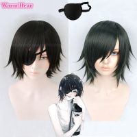 Chainsaw Man Himeno Cosplay Wig Black Short Cosplay Anime Wig With Eyes Patch Heat Resistant Hair Halloween Party Wigs + Wig Cap