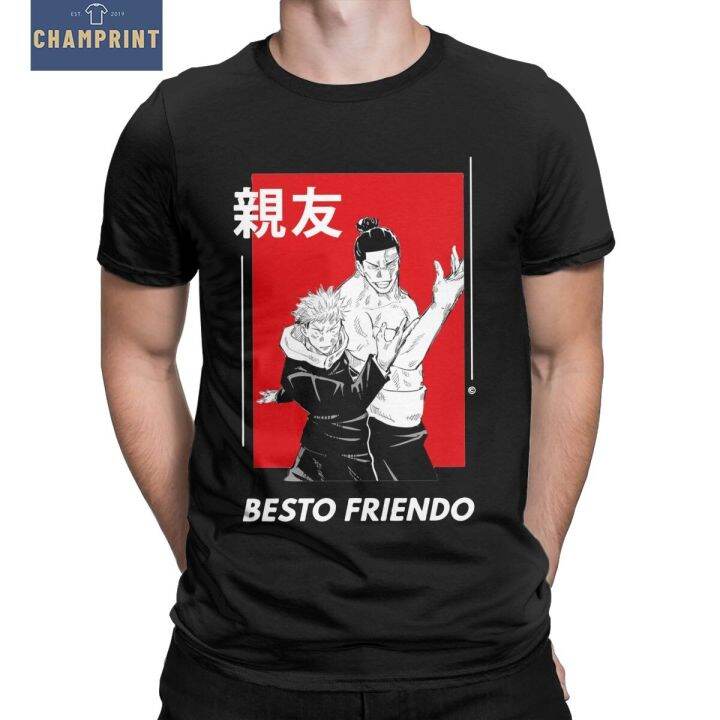 Besto Friendo Itadori And Todo Pose Jujutsu Kaisen Tshirts For Men Cotton T Shirts Tee Shirt