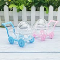6 Pcs/set Creative Plastic Mini Baby Stroller Bassinet Candy Boxes Transparent Clear Gift Box Baby Shower Birthday Party Decor