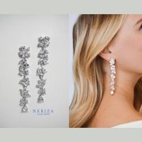 Neriza Jewelry/ ต่างหูเพชรระย้า เกรดพรีเมี่ยม ประกายไฟเทียบเท่าเพชรแท้ จัดส่งฟรี มีใบรับประกันสินค้า NE045