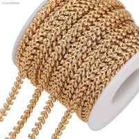 ✉✳๑ 1M 5mm Width Stainless Steel Gold Wheat Ears Chain Metal Roll Chains for DIY Necklace Jewelry Making Supplies Wholesale Items