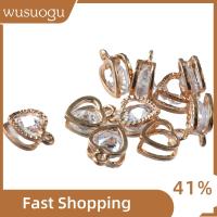 WUSUOGU 100Pcs รู: 1mm เครื่องประดับโลหะผสมคิวบิกเซอร์โคเนีย โลหะผสมและพลอยเทียม ยาว12มม. กว้าง5มม. เครื่องรางโลหะผสมจำนวนมาก อุปกรณ์เสริมที่มีประโยชน์ คริสตัล /rhinestone ข้ามเสน่ห์กับห่วง สาวๆ