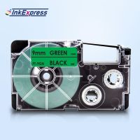 InkExpress 9mm XR-9GN Tape For CASIO XR-9GN Label Tape Black on Green Printer Ribbon XR 9GN For CASIO Label Maker KL-100 KL-120