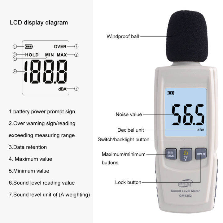 rcyago-อุปกรณ์วัดเสียงรบกวนจาก-lcd-เดซิเบลมิเตอร์เสียงดิจิตัล-gm1352ขนาดเล็ก30-13dba-สำหรับห้องเด็กบ้านสำนักงาน