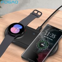 2 in 1 Wireless Charger Station for Galaxy Watch 5 Pro 4 3 Active 2 25W Fast Dual Charging Pad for Samsung S22 S21 Note 20 Buds