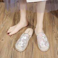 Red envelope first half slippers woman 2023 summer new fashion shoes a net surface fishermen and lazy flat single shoes