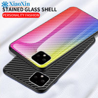 XiaoXin เหมาะสำหรับ Google Pixel 4,Google Pixel 4 XL Carbon Fiber Pattern Glass Case เคสโทรศัพท์