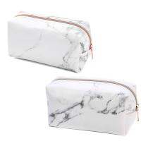 White Marble PU Stationery Pencil Case Pouch Makeup Bag with Zip for Girls Womans Teenagers